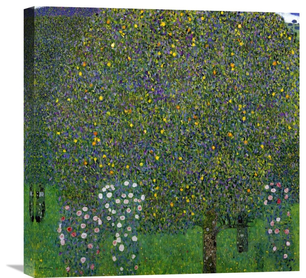 "Roses Under Trees 1904" Stretched Canvas Giclee by Gustav Klimt, 22"x22"