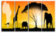 African Wildlife Panorama, African Canvas Art Print, 48"x28", 4 Panels