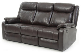 Wendover Faux Leather Double Reclining Sofa, Dark Brown