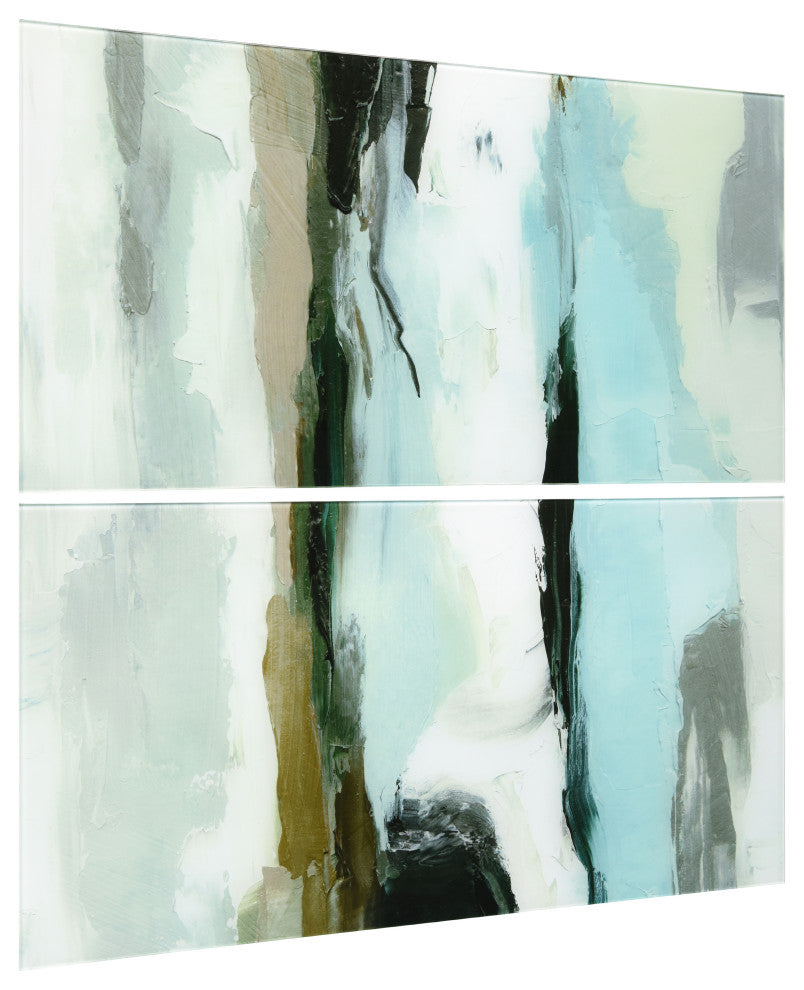 Textured Ocean Tide Frameless Free Floating Tempered Glass Graphic Wall Art Set