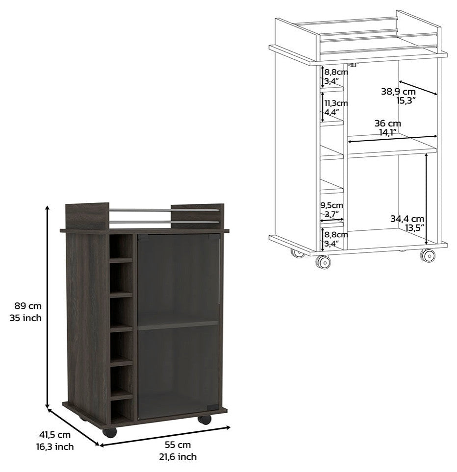 DEPOT E-SHOP Healy 2-Piece Living Room Set with TV Stand and Bar Cart