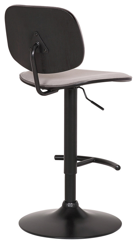 Nancy Adjustable Gray Velvet Swivel Barstool In Black Powder Coated Finish