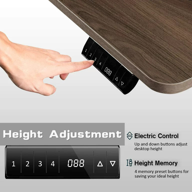 Electric Desk, Iron Legs With Intelligent Adjustment With Constant Speed, Walnut