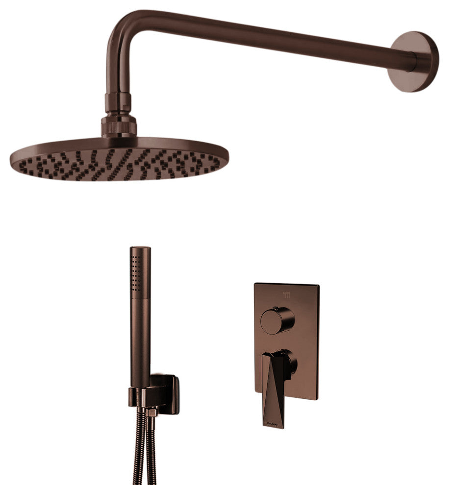 Bravat Wall Mounted Shower Set, Valve Mixer 2-Way Concealed, Oil Rubbed Bronze