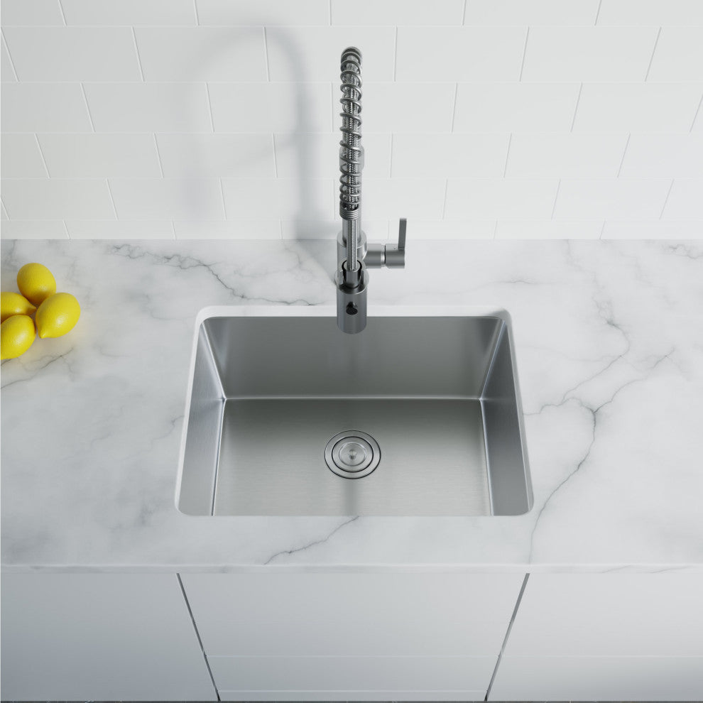 Dowell Undermount Single Bowl Stainless Kitchen Sink - Small Radius, 21w X 16l X 10d