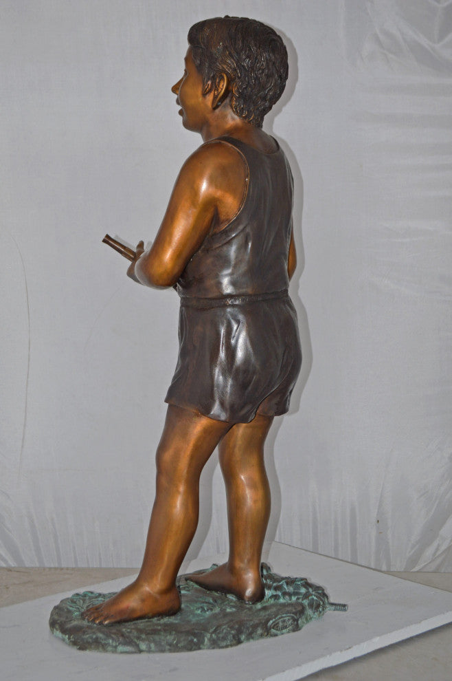 A Boy Holding A Garden Hose Bronze Statue Fountain