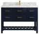 Parker 48 Single Sink Bath Vanity in Navy Blue  2" Carrara Marble