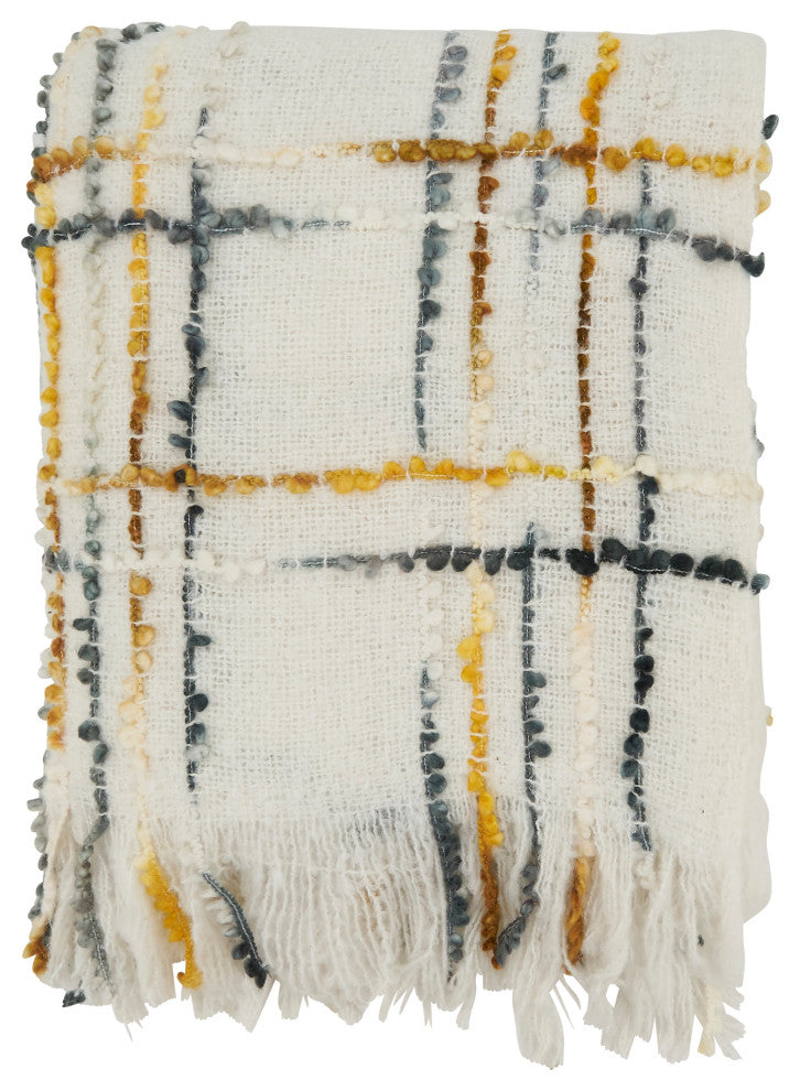 Cozy Crosshatch Knit Fringed Throw, Multi, 50"x60"