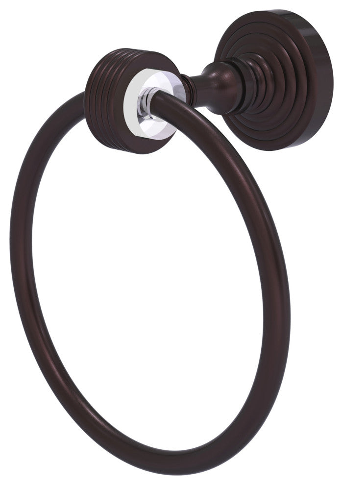 Pacific Grove Towel Ring with Groovy Accents, Antique Bronze