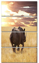Giant Rhino under Bright Sky, African Wall Art Print, 28"x48", 4 Panels
