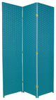 6' Tall Woven Fiber Room Divider, Special Edition, Turquoise Blue, 3 Panel