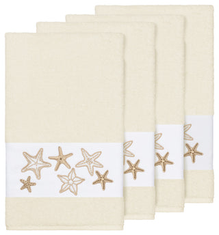 Lydia 4-Piece Embellished Bath Towel Set, Cream