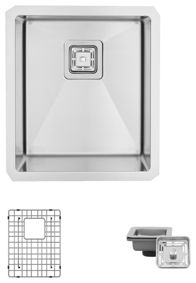STYLISH 18" x 16" Stainless Steel Single Basin Undermount Kitchen Sink with Grid