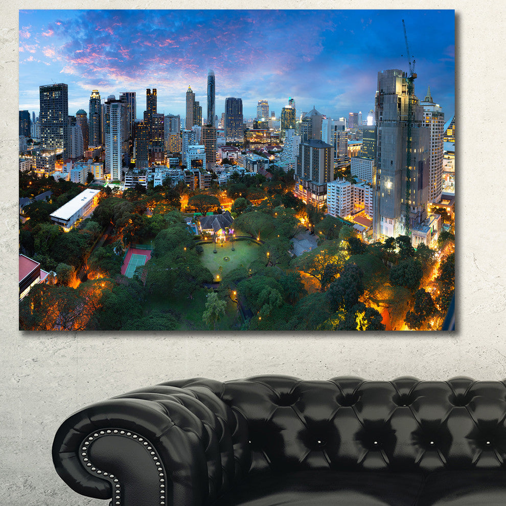 Bangkok City Skyline, Large Cityscape Canvas Art Print, 60x40