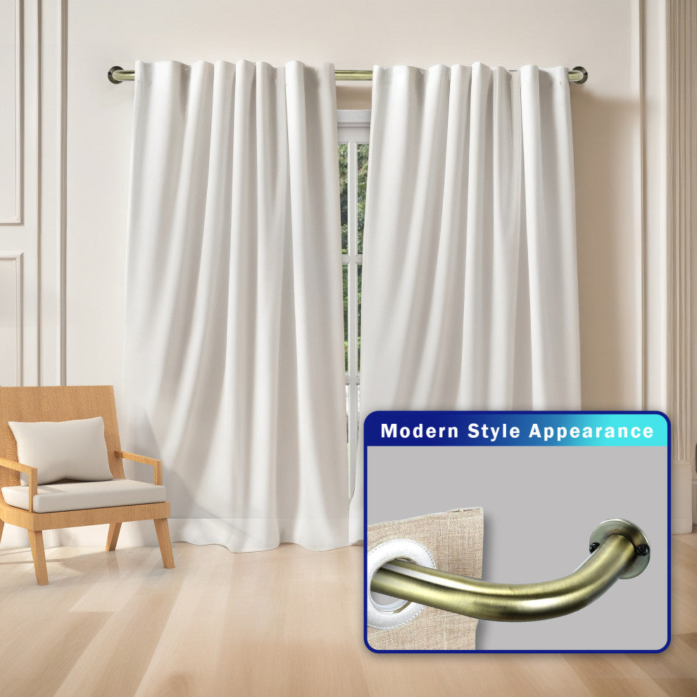 Energy Saving Wrap Around Black Out Return Adjustable Window Curtain Metal Rod, Antique Brass, 48"-84"