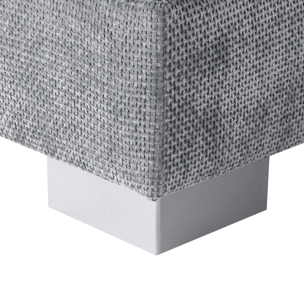 Alice Modern L-Shaped Cloud Chenille Sectional Chaise Sofa With 2 Pillows, Gray