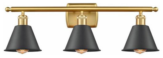 Innovations 516-3W-SG-M8-BK 3-Light Bath Vanity Light, Satin Gold