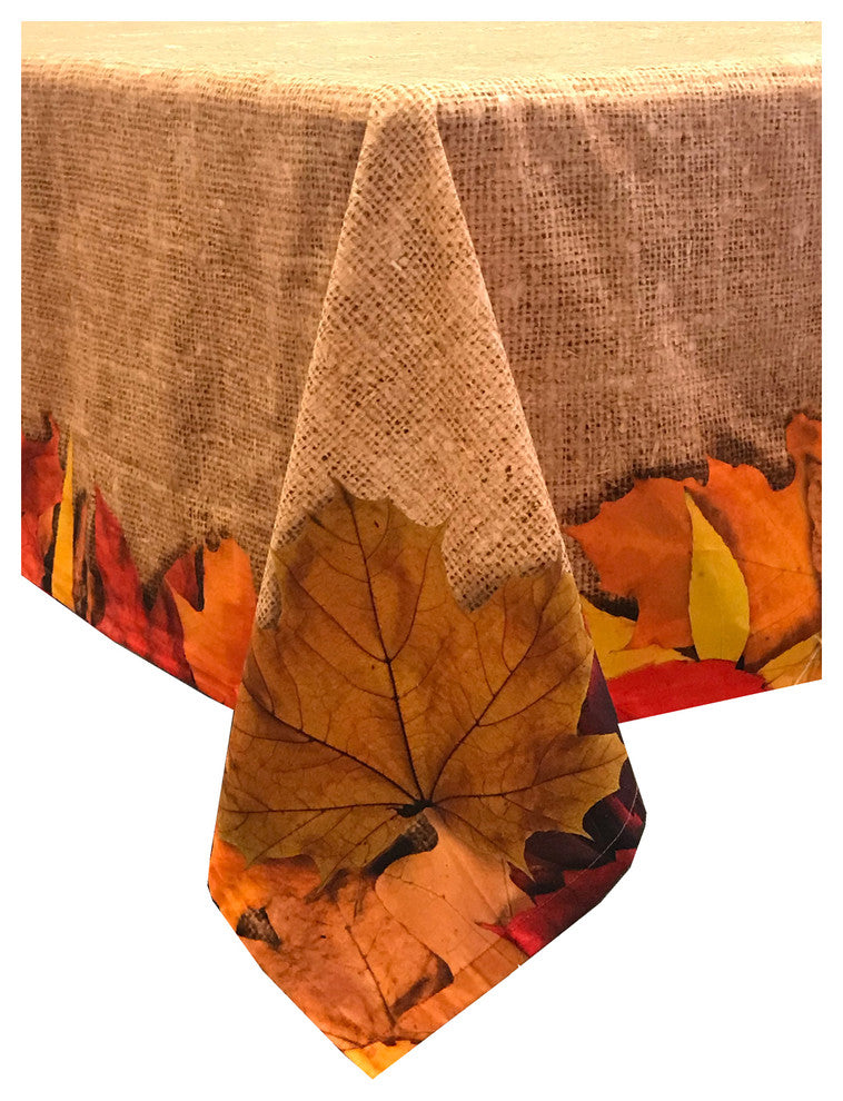 Autumn Leaves 100% Cotton Tablecloth, 60"x84"