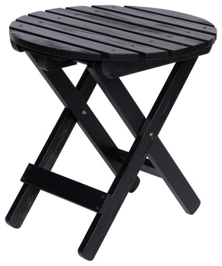 Shine Co. Cedar Wood Hydro-Tex Round Folding Side Table Black 4118BK