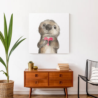 Otter With Heart 24x24 Canvas Wall Art