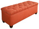 Large Storage Bench, Tufted Lid With 2 Hydraulic Arms and Shoe Divider, Pumpkin