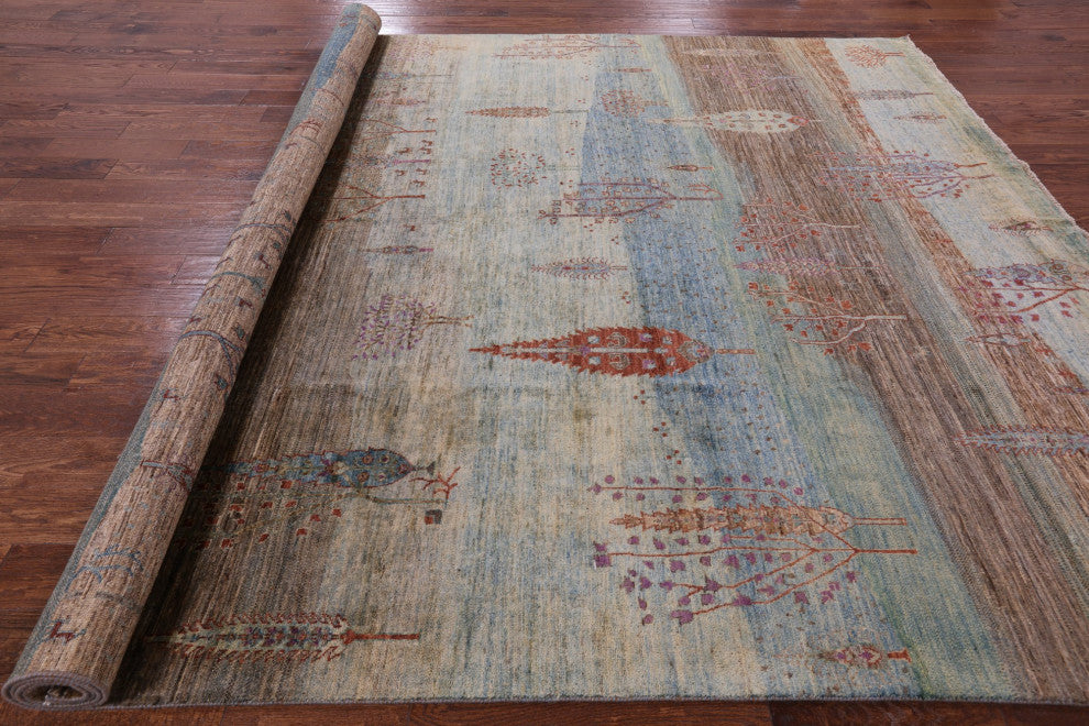 Hand Knotted Tribal Persian Gabbeh Wool Rug 9' 0" X 11' 10" Q5324