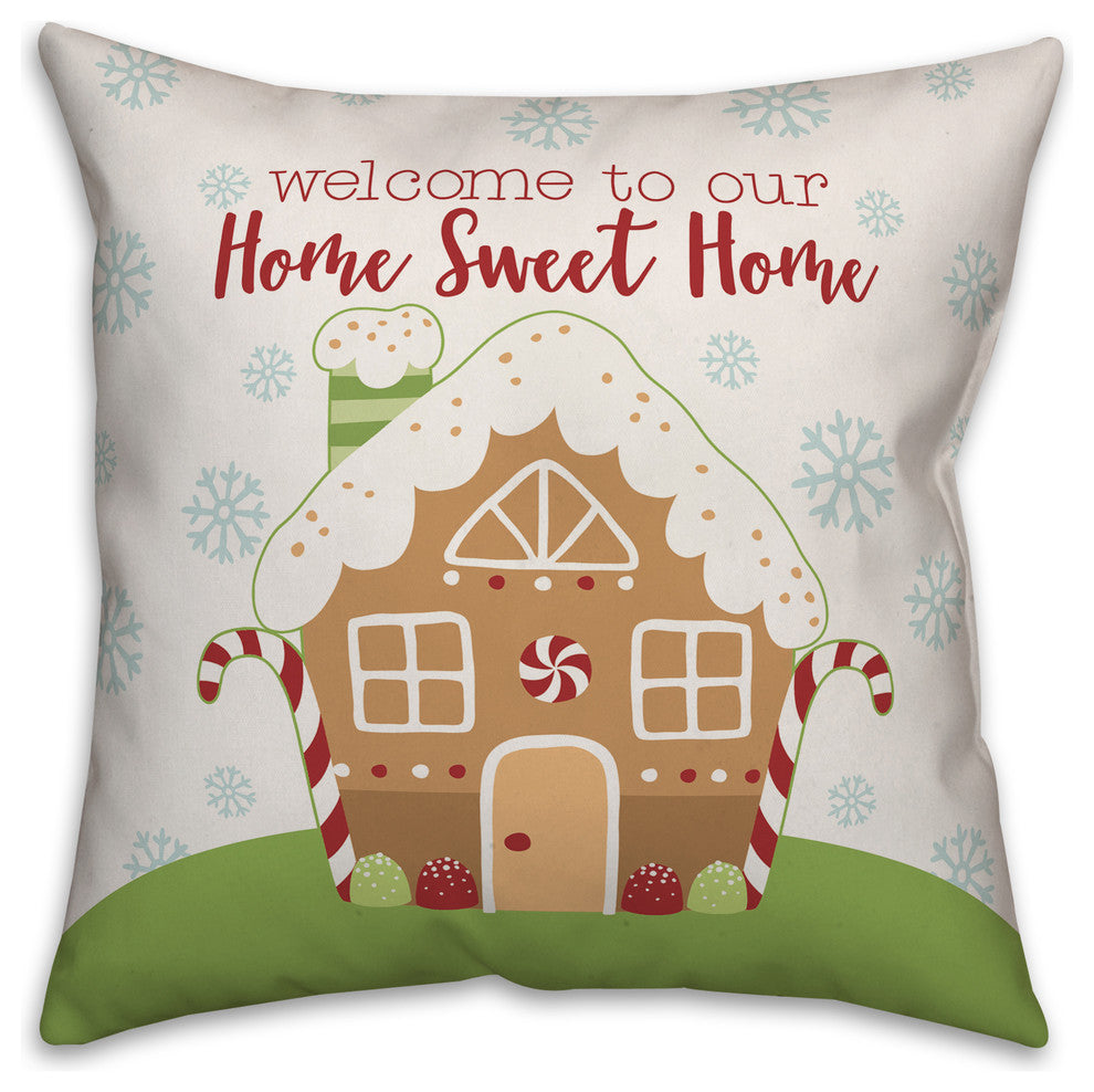 Home Sweet Gingerbread Home 16"x16" Throw Pillow