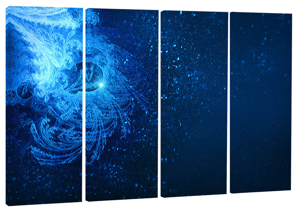 "Blue Falling Snow" Abstract Digital Art Canvas Print, 4 Panels