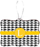 Letter L Yellow Houndstooth Monogram Rectangle Christmas Tree Ornament