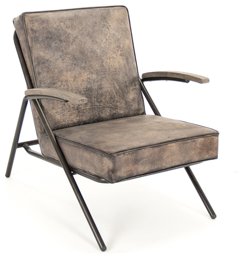Gregory Industrial Loft Brown And Black Rustic Lounge Chair