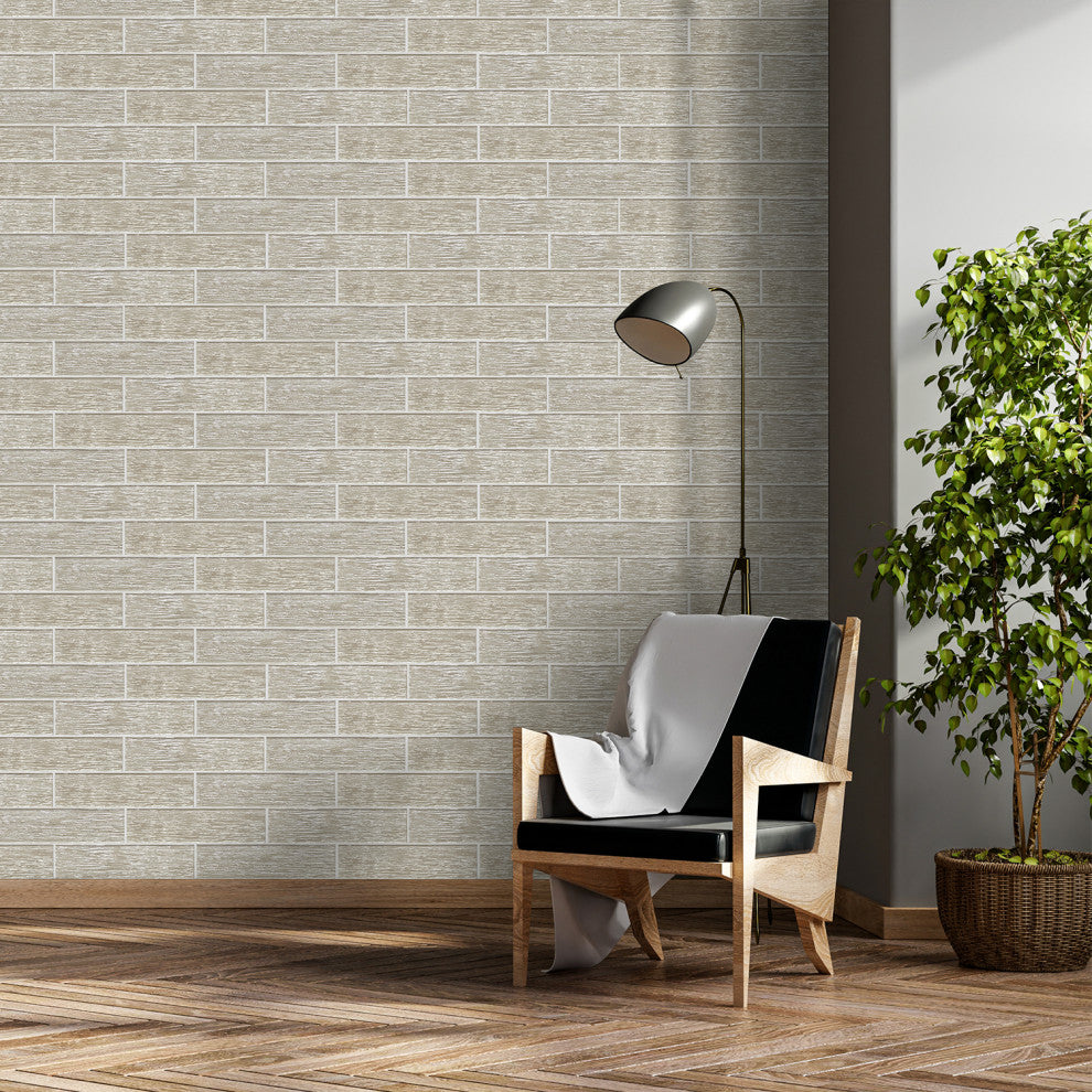 Sonnagh 3"x12" Laminated Glass Mosaic Wall Tile, Champagne, Sample