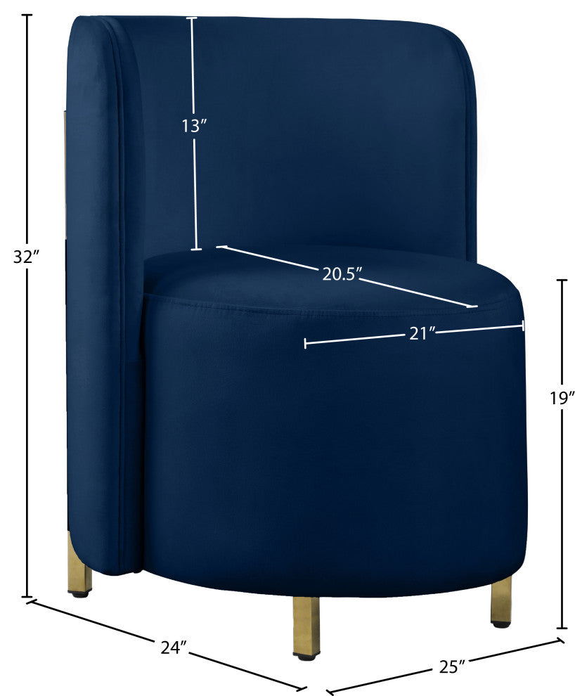 Rotunda Velvet Upholstered Accent Chair, Navy
