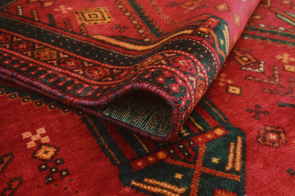 Fine Vintage Distressed Crespin Red/Charcoal Runner, 3'10x7'9