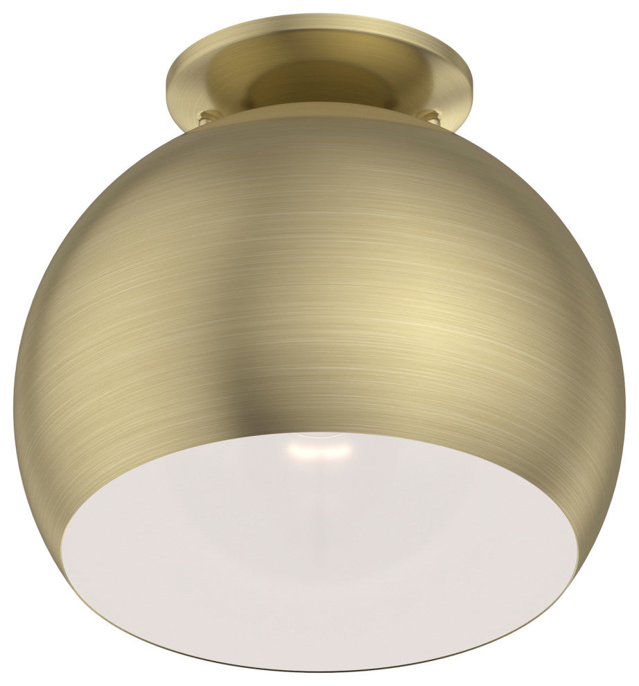 Livex Lighting 1 Light Antique Brass Flush Mount
