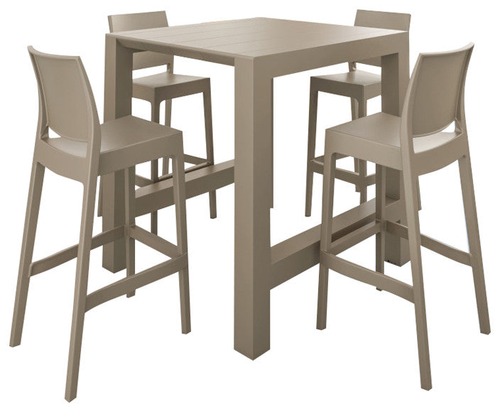 Vegas Maya 5-Piece Bar Set With 39"-55" Extendable Taupe