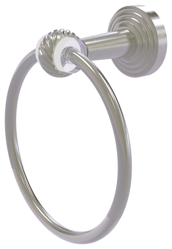 Pacific Beach Towel Ring with Twisted Accents, Satin Nickel