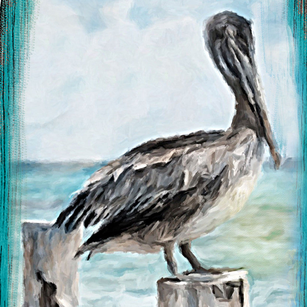 Pelican Surfboard Coastal Door Art, Approximate Size: 24x7