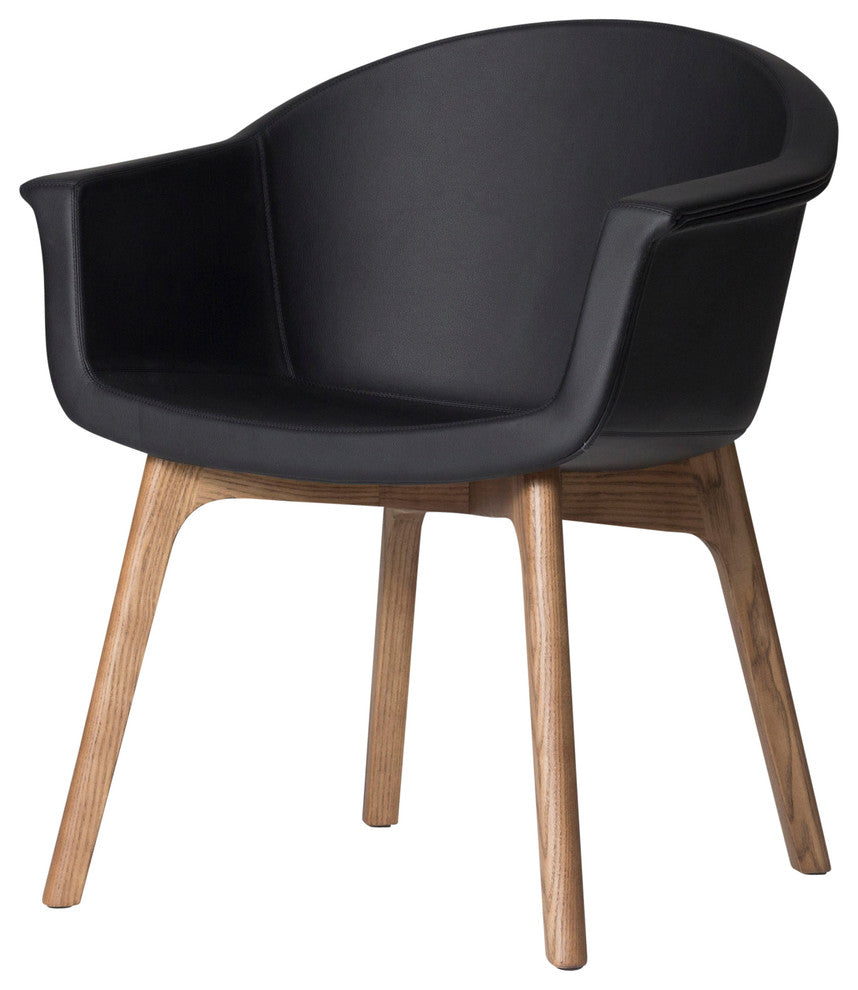 Vitale Black Occasional Armchair with Walnut Base