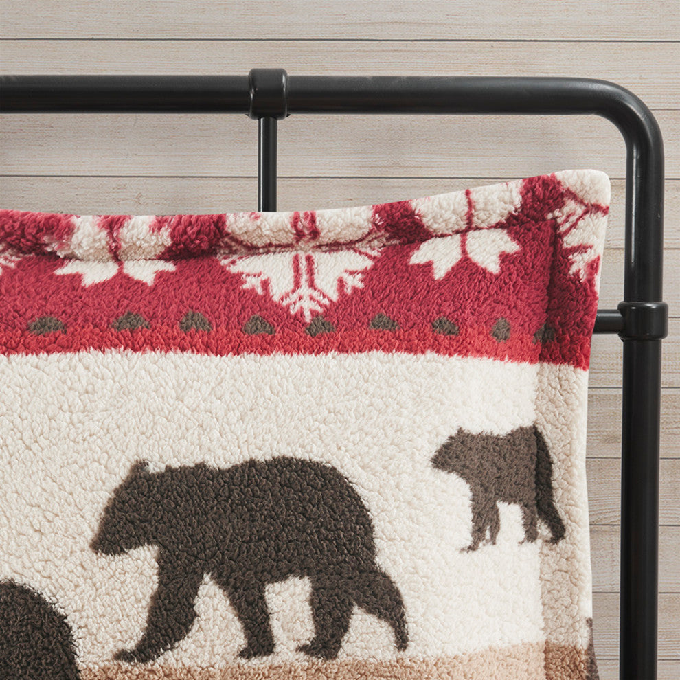 Woolrich Tunbridge Winter Cabin Sherpa Comforter Set, Red
