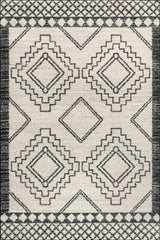 Amir Moroccan Beni Souk Rug, Cream/Black, 8' Square