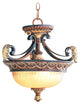 Villa Verona Convertible Ceiling Light, Verona Bronze, Aged Gold Leaf Accents