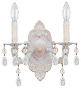 Paris Market 2 Light Sconce in Antique White with Clear Hand Cut Crystal