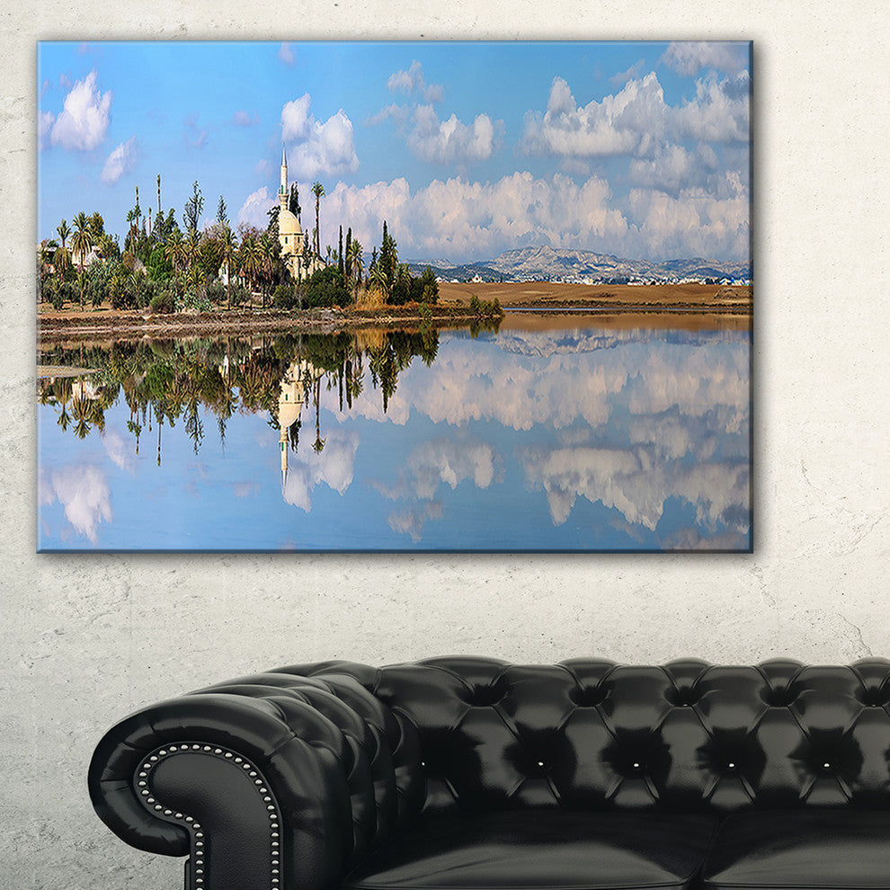 "Hala Sulttan Tekke in Cyprus Panorama" Seashore Wall Art, 40"x20"