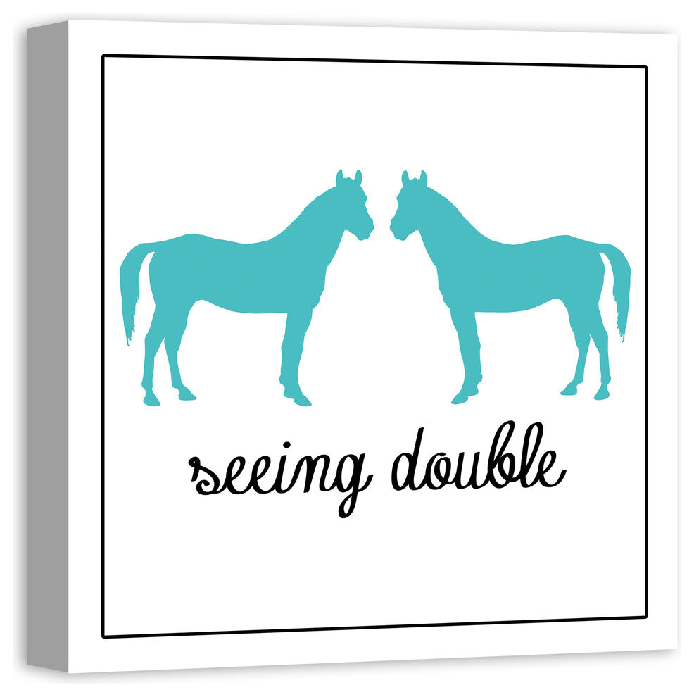 Seeing Double Horses Canvas Wall Art, 16"x16"