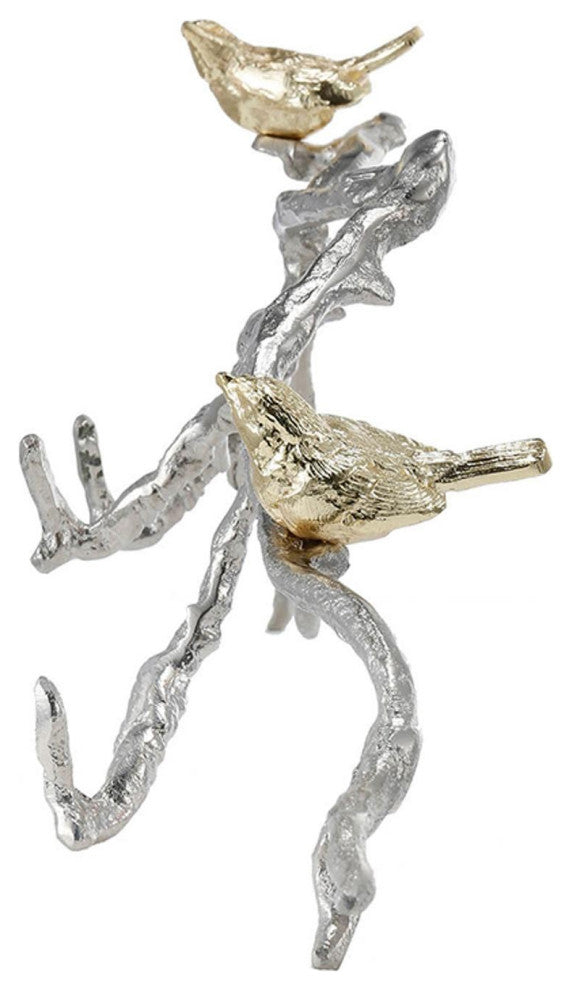 Silver and Gold Bird and Branch 3D Wall Decor