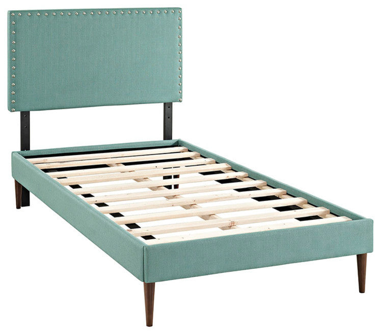 Modway Phoebe Twin Fabric Platform Bed With Round Tapered Legs, Laguna