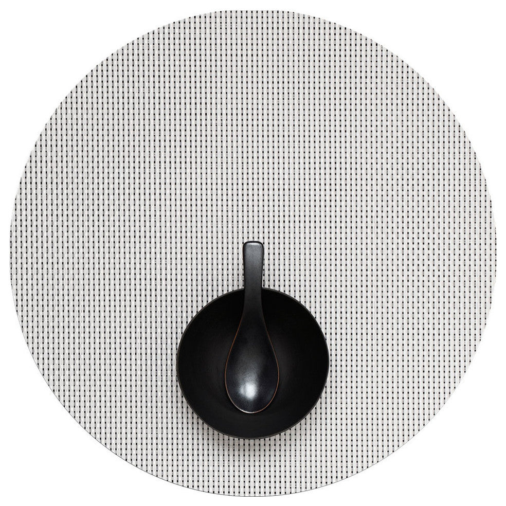 Basketweave Table Mat Round, White