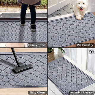 A1HC Superior Absorbant Polypropylene Doormat, Light Gray Ogee, 24"x36"