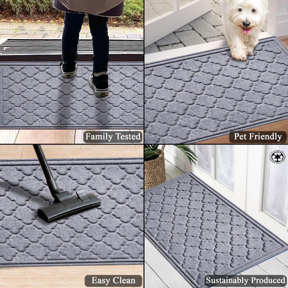 A1HC Superior Absorbant Polypropylene Doormat, Light Gray Ogee, 24"x36"
