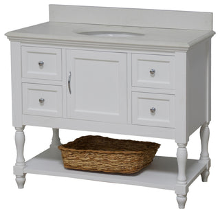 Beverly 42" Bathroom Vanity, White, Quartz